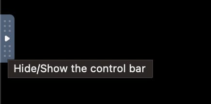  O botão flutuante Ocultar/Mostrar a barra de controle no terminal fo navegador