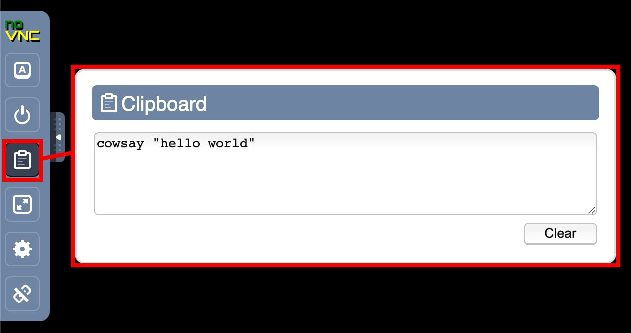 O recurso da área de transferência no terminal do navegador