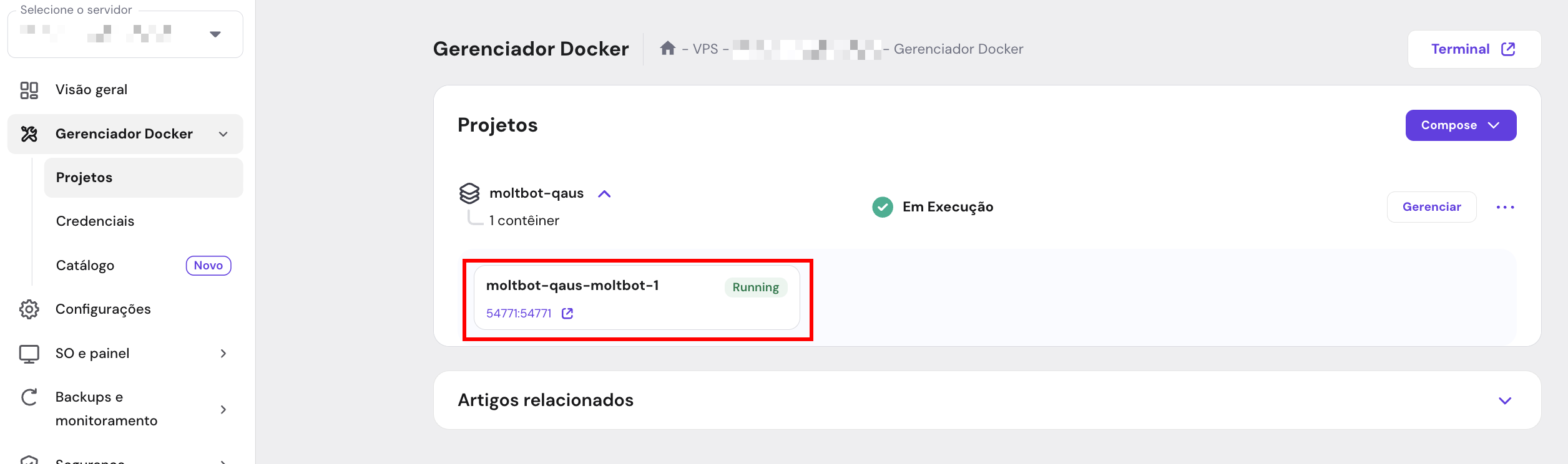 Gerenciador Docker para VPS