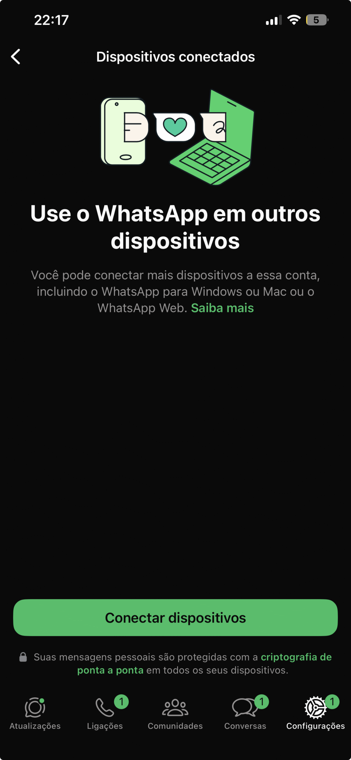 Dispositivos conectados ao WhatsApp