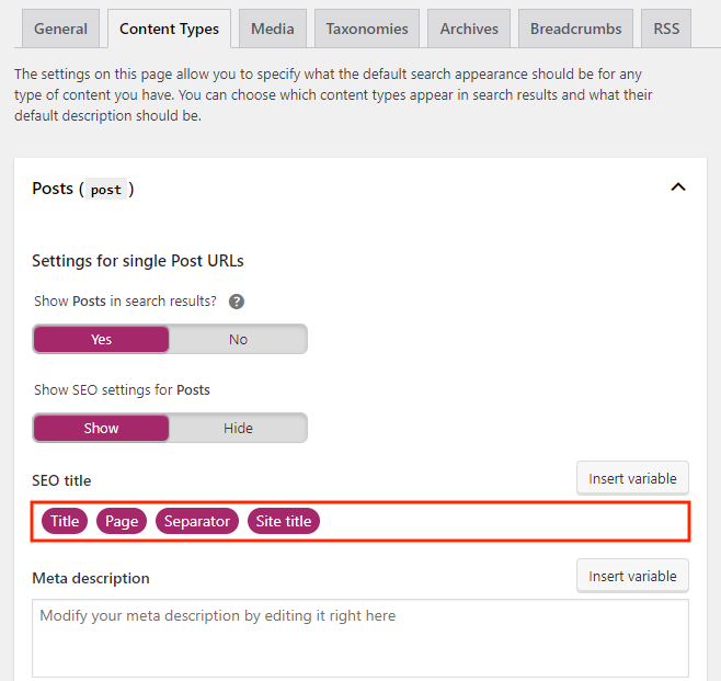 ajustes do plugin yoast seo