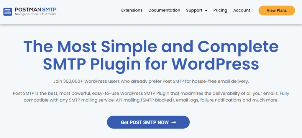 captura de tela do site do postsmtp
