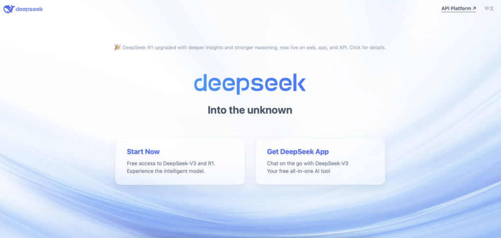 pagina inicial do deepseek