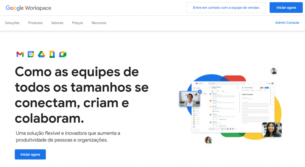 página do google workspace