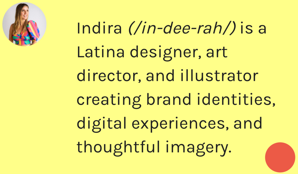 descrição de indira prieto no seu site