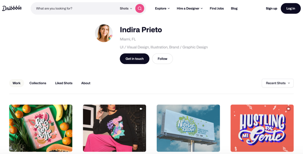 página de Indira prieto no dribble