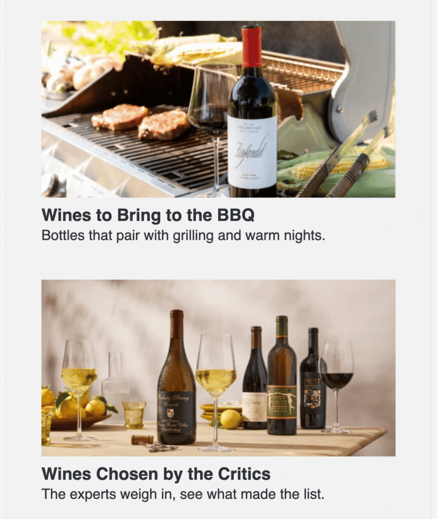 campanha de email marketing da wine.com