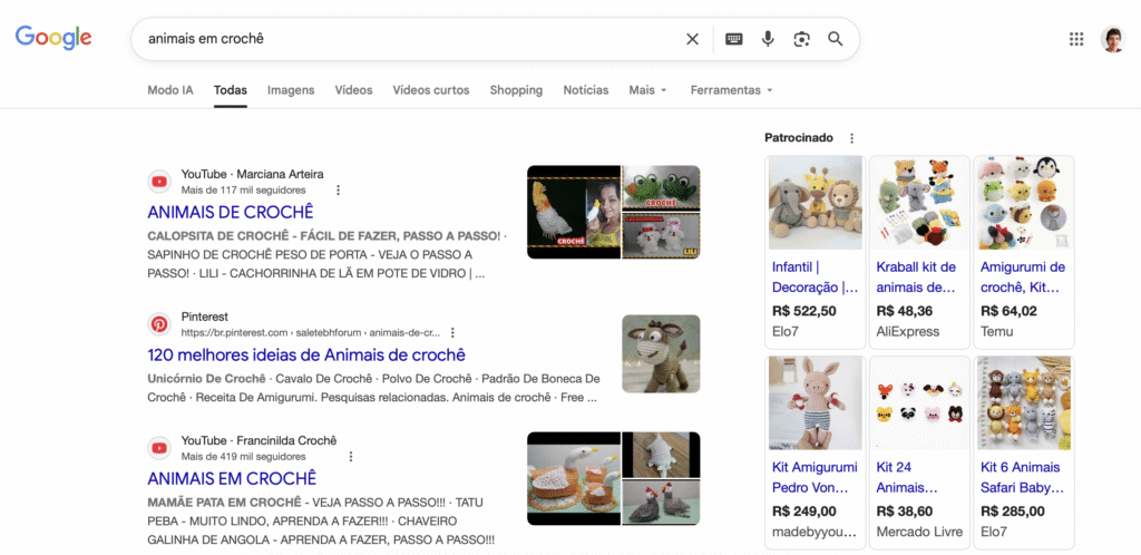 pesquisa de animais de crochê no google