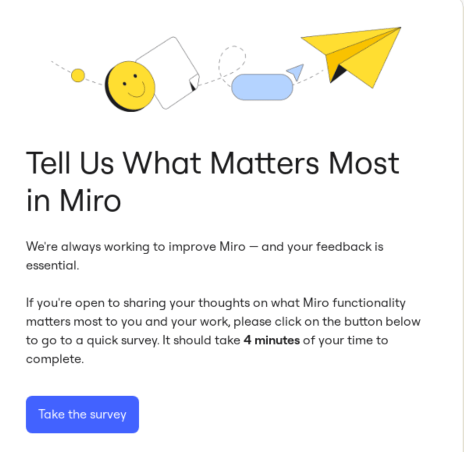 exemplo de campanha de email marketing do miro