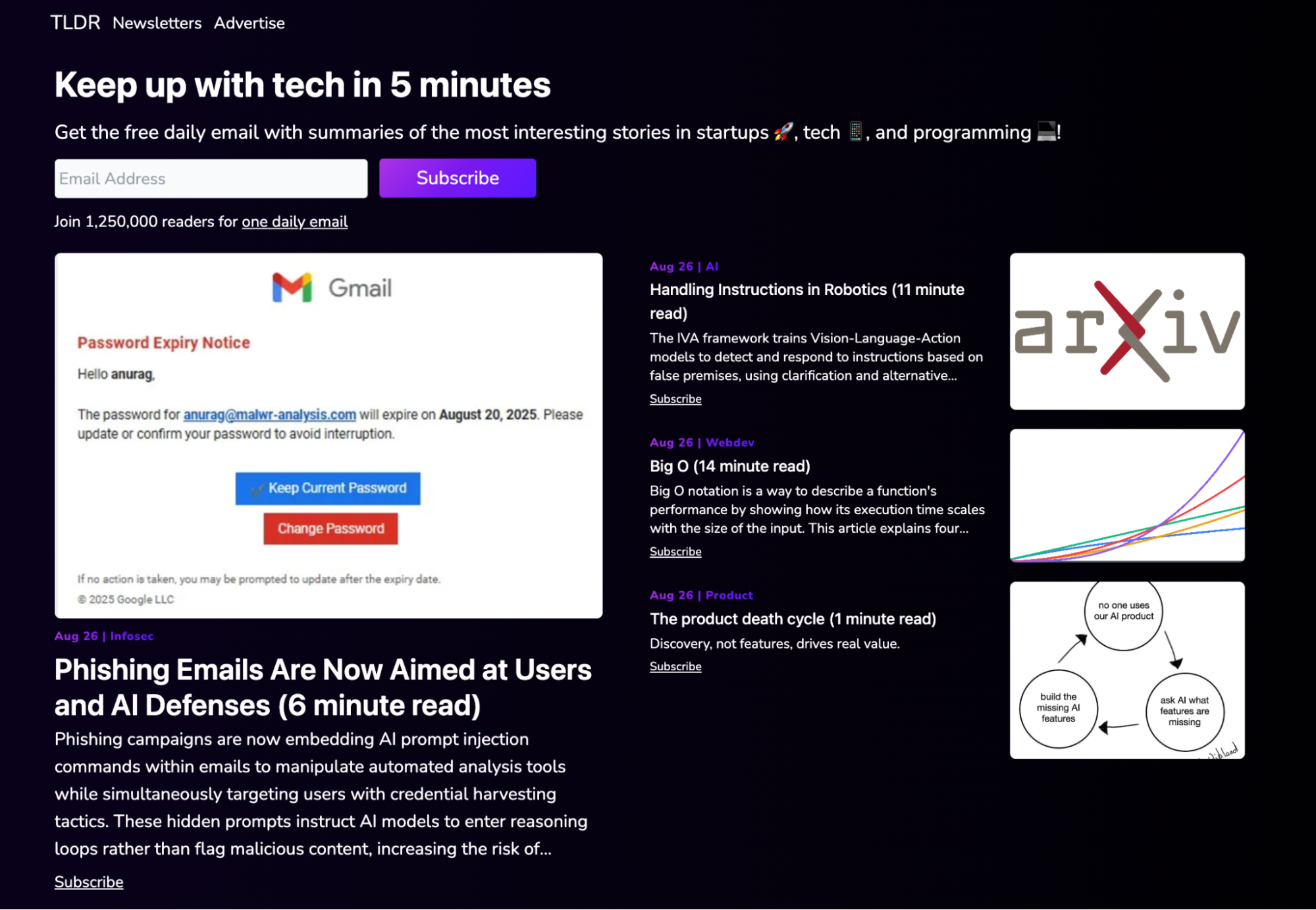 landing page da tldr