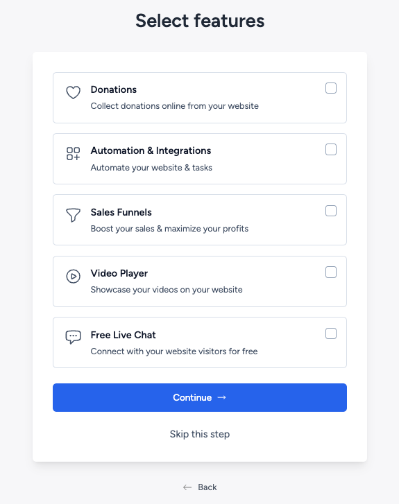 Recursos opcionais de comércio eletrônico do Astra