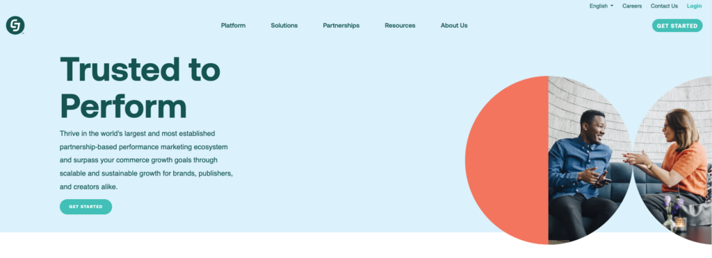 Página inicial de afiliados da CJ