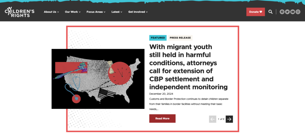Página do blog sobre os direitos da criança