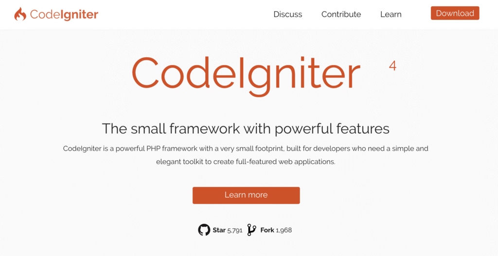 Página inicial oficial do CodeIgniter