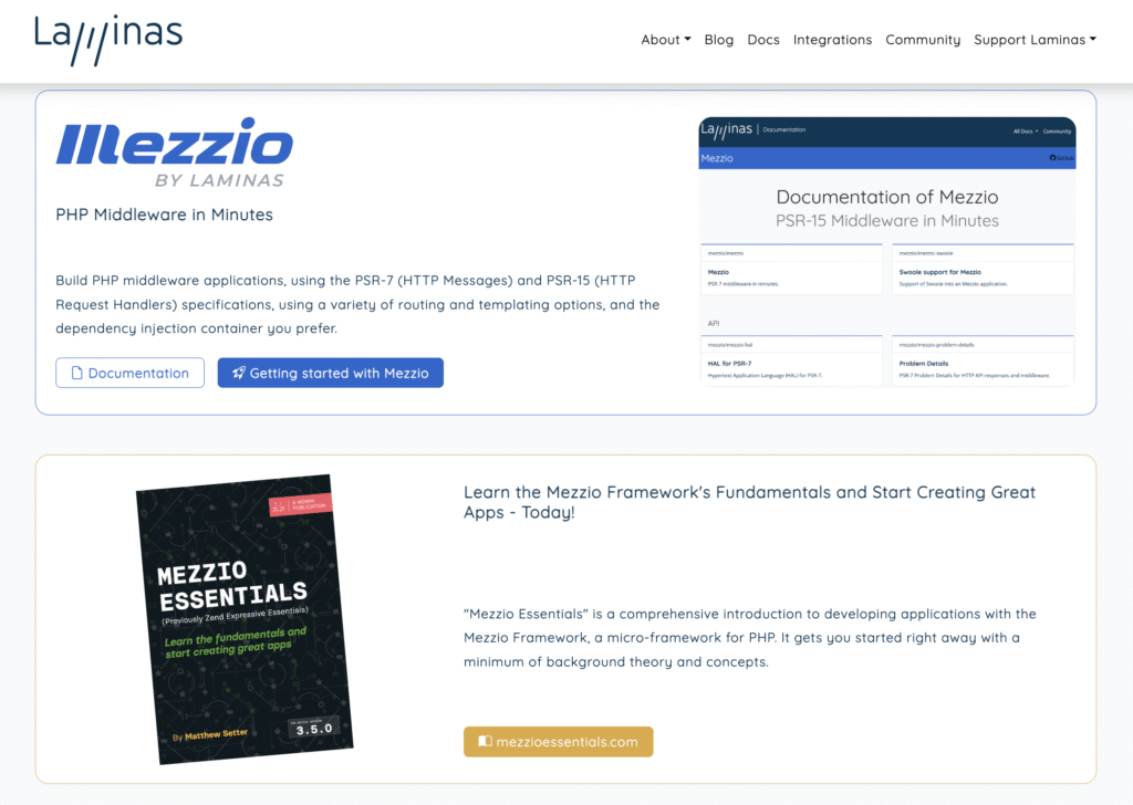 Página oficial de Mezzio