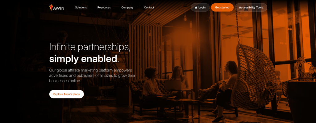 Página inicial da Awin