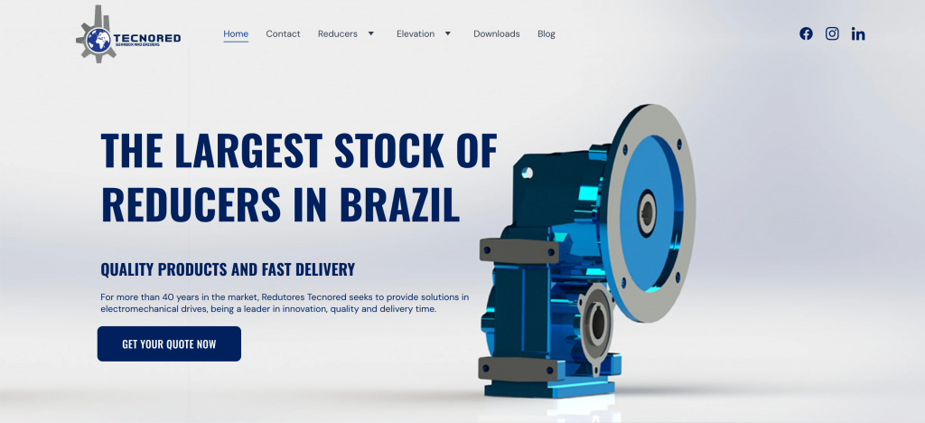 Site da empresa Tecnored Redutores