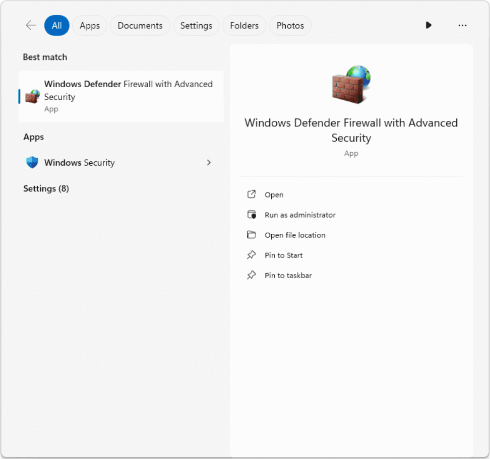 É apresentado o aplicativo Firewall do Windows Defender, uma ferramenta integrada do Windows que permite aos usuários acessar as configurações avançadas do Windows Defender.