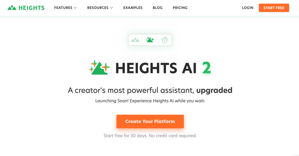 Página inicial da Heights AI