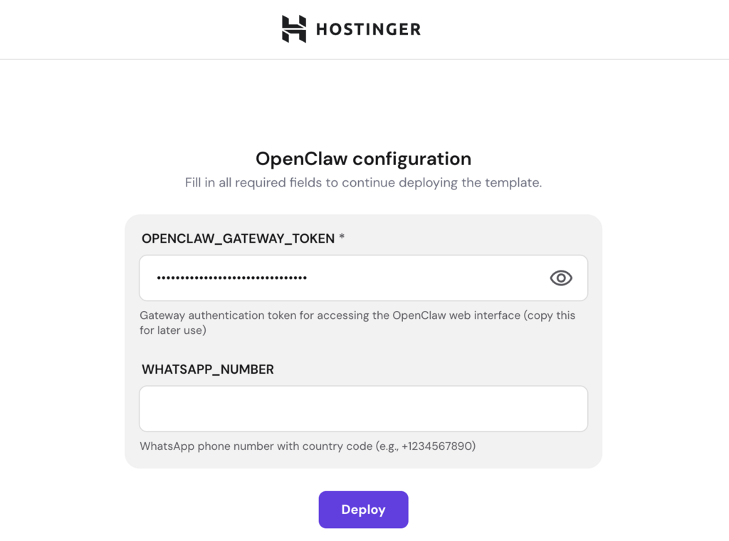 Painel de configuração do OpenClaw