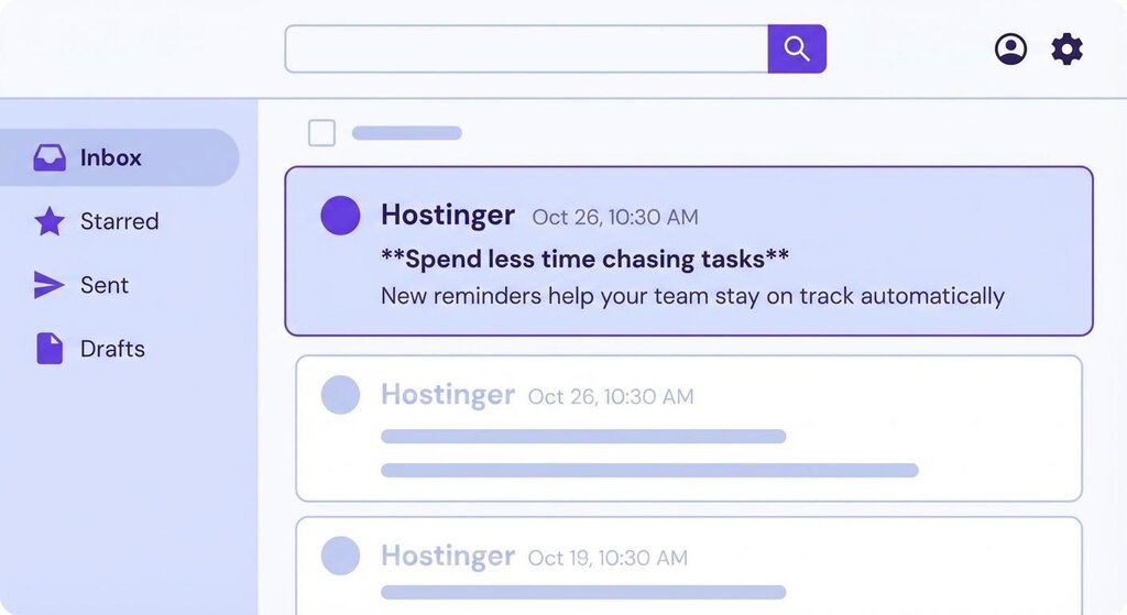 Exemplo de uma caixa de entrada exibindo uma mensagem não lida.