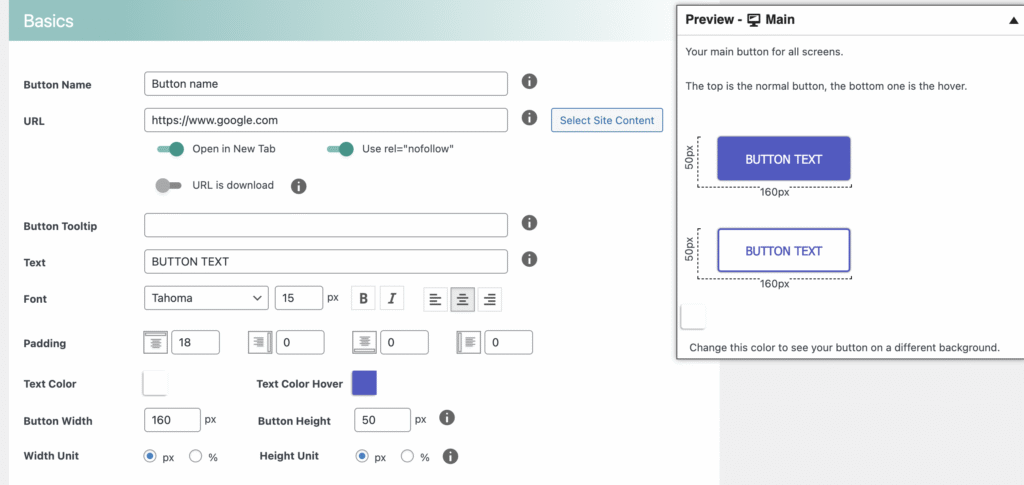 Página de criação de botões do plugin MaxButtons