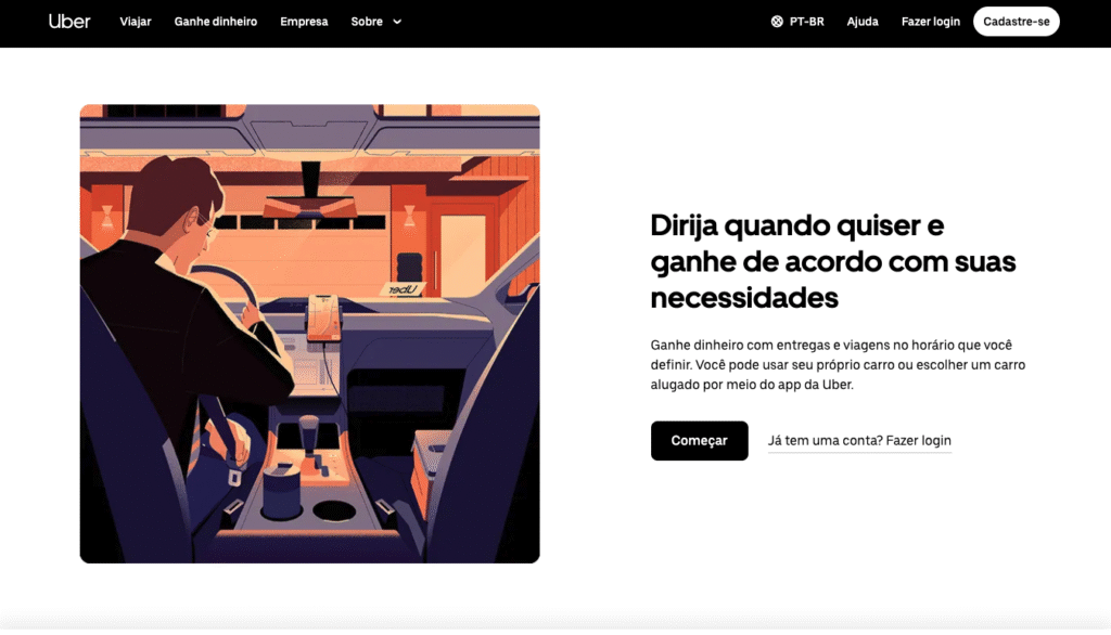 Página da Uber