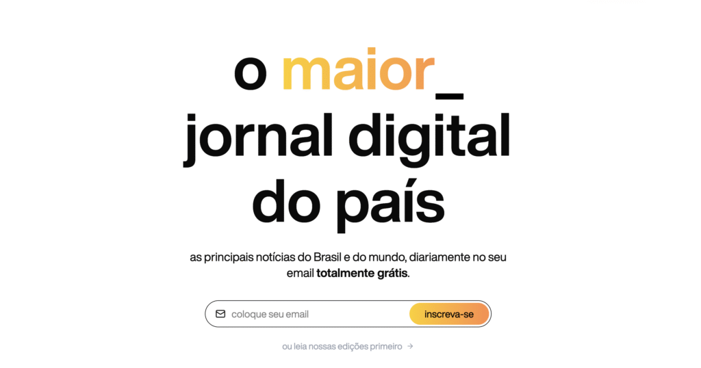Página com título chamativo sobre o "Maior jornal digital do país"