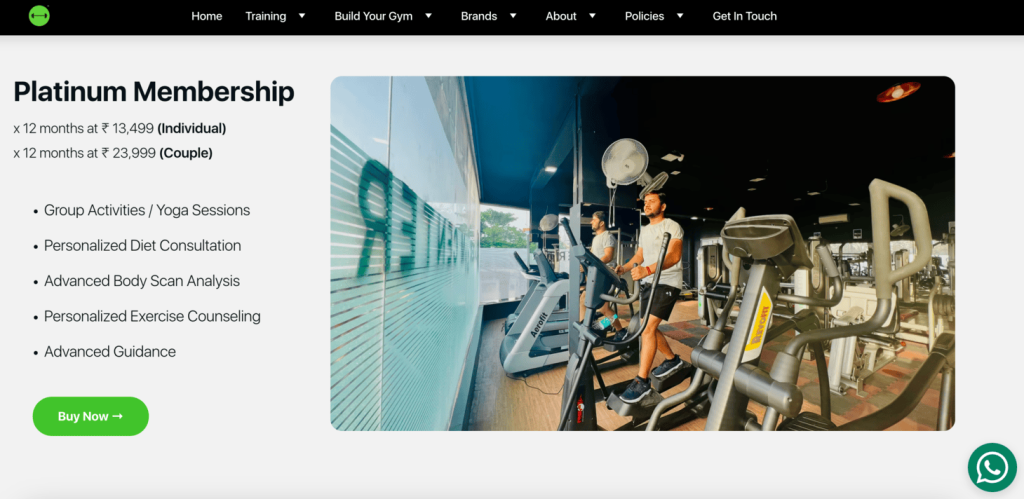 Página de associação da Formula Fitness Índia