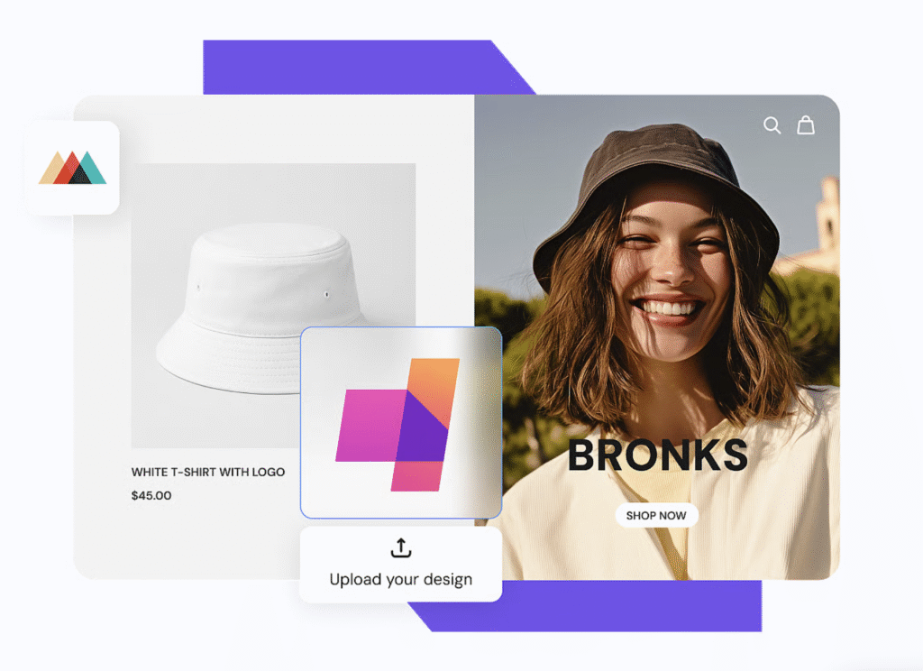 Mockup de colaboração Hostinger Printful