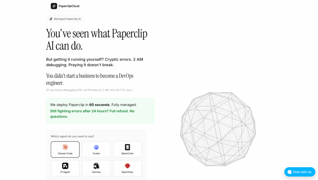 Página inicial do PaperclipCloud