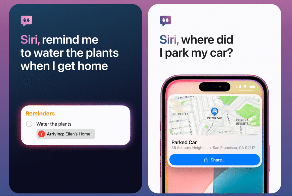 Mockup do Siri em ação