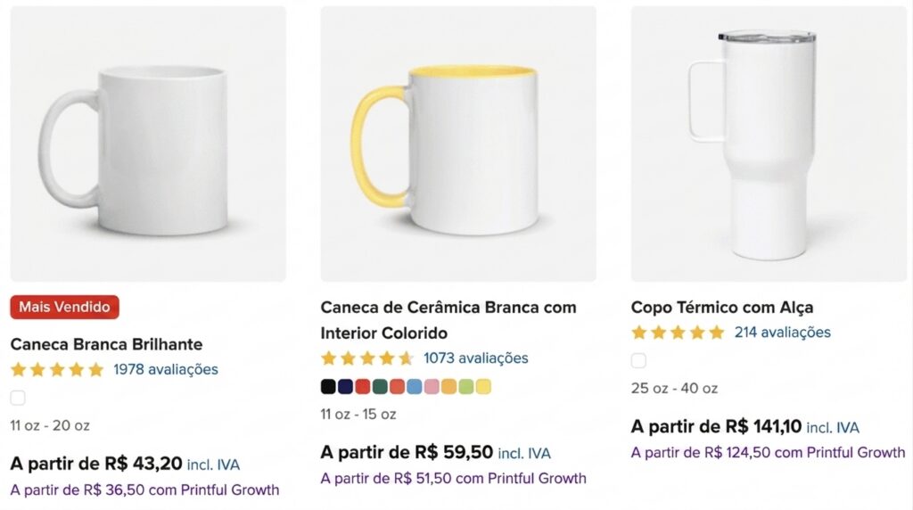 Canecas à venda na Printful