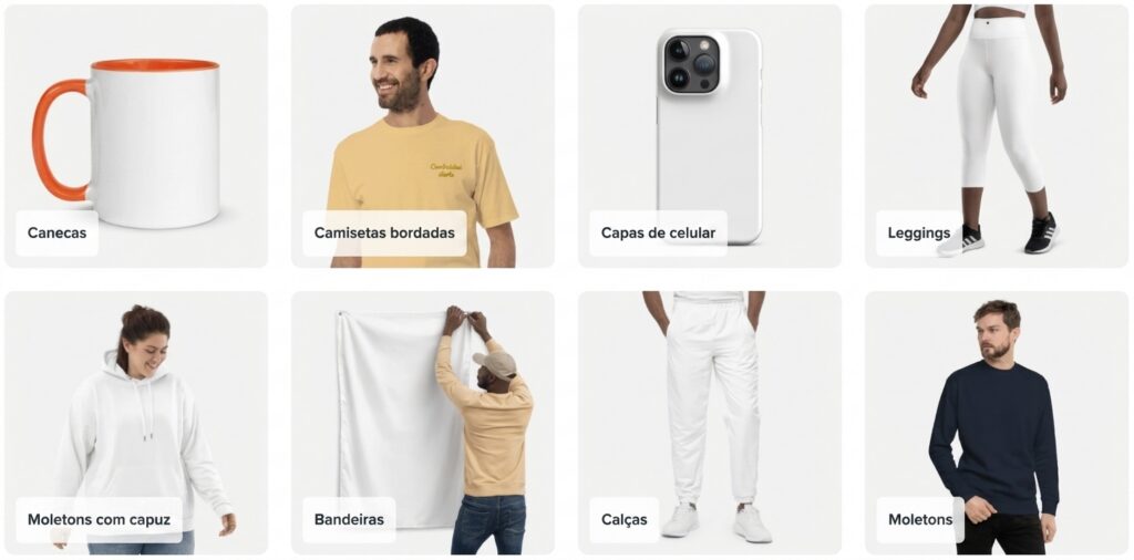 Produtos disponíveis na Printful