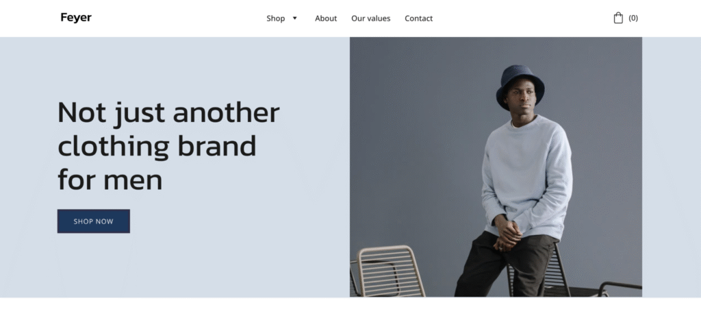 Modelo de loja de roupas do criador de sites Hostinger