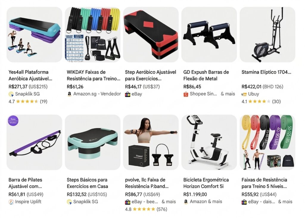 Equipamentos de ginástica para casa
