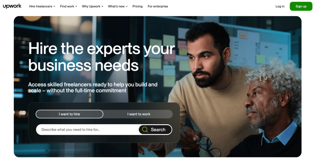 Página inicial da Upwork