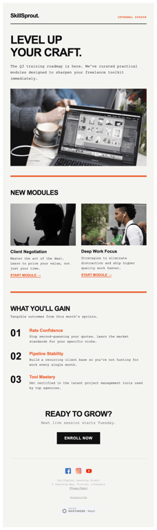 Bright internal training update newsletter