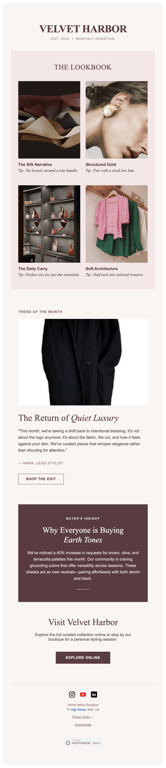 Peach editorial fashion boutique monthly newsletter