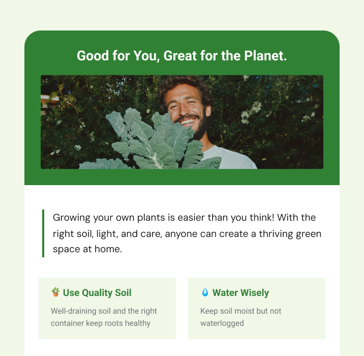 Go from idea to email – in minutes