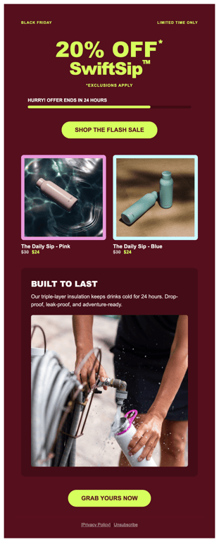 Dark red flash sale promo newsletter