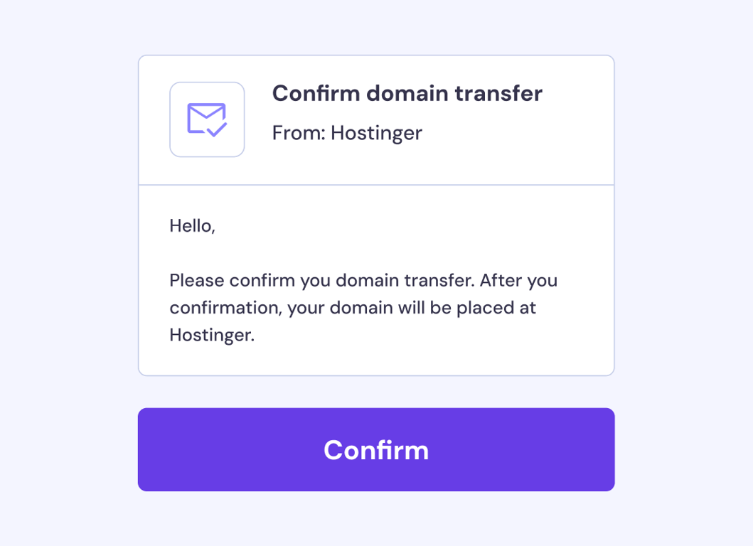 Confirm domain transfer email