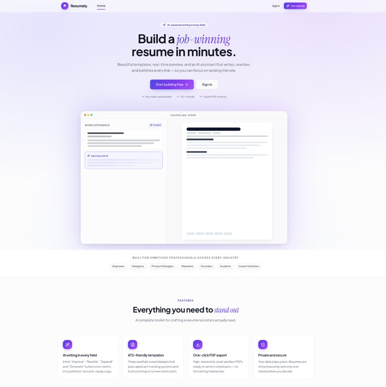 Resume builder