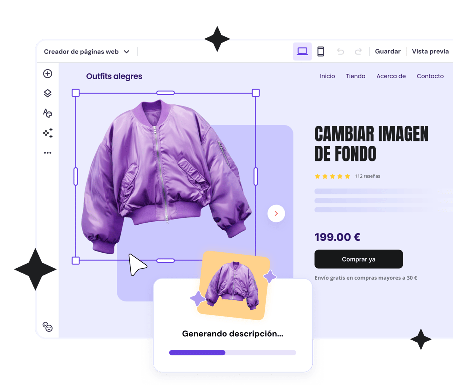 Creador de sitios web con herramientas de IA