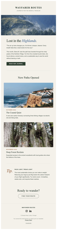 Light sand travel brand monthly newsletter