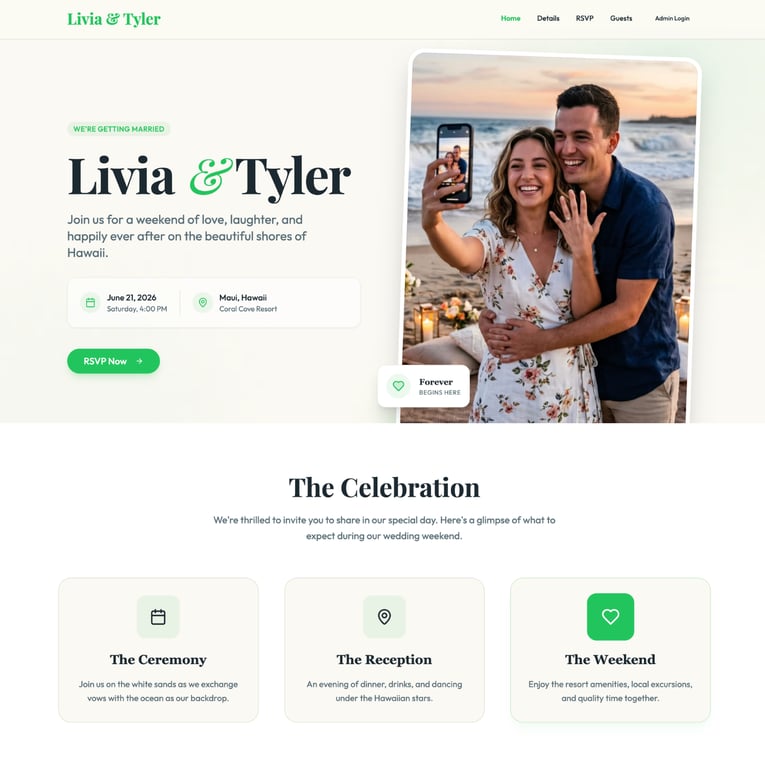 Wedding invitation website