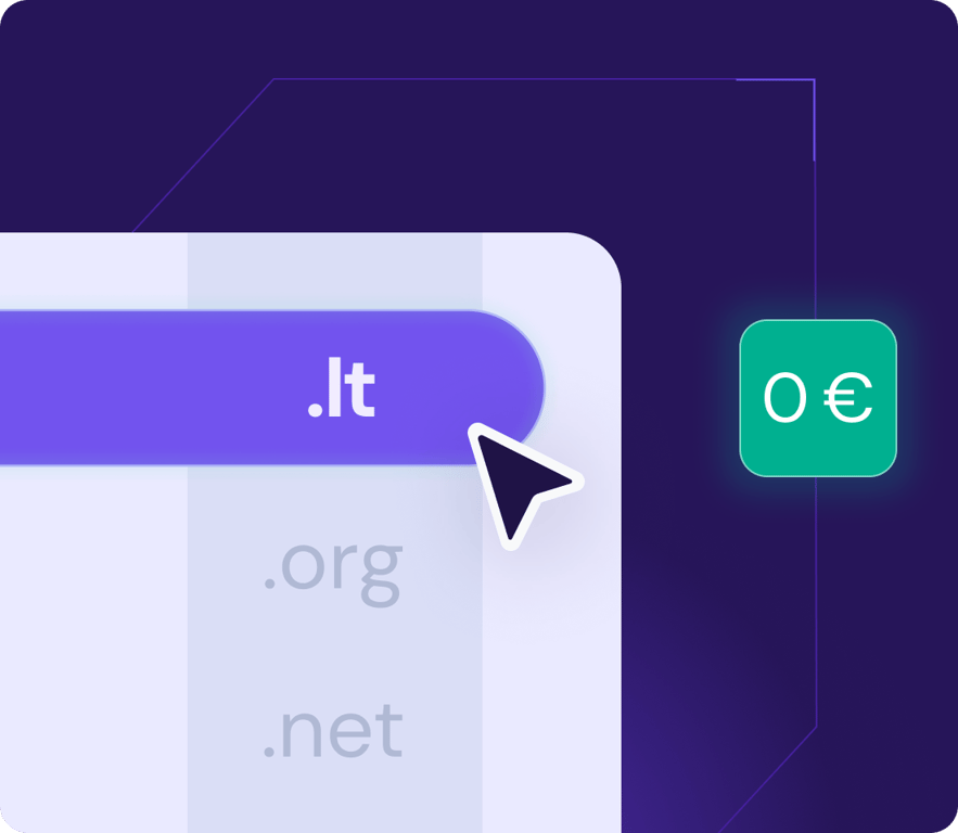 Užregistruok domeną nemokamai.