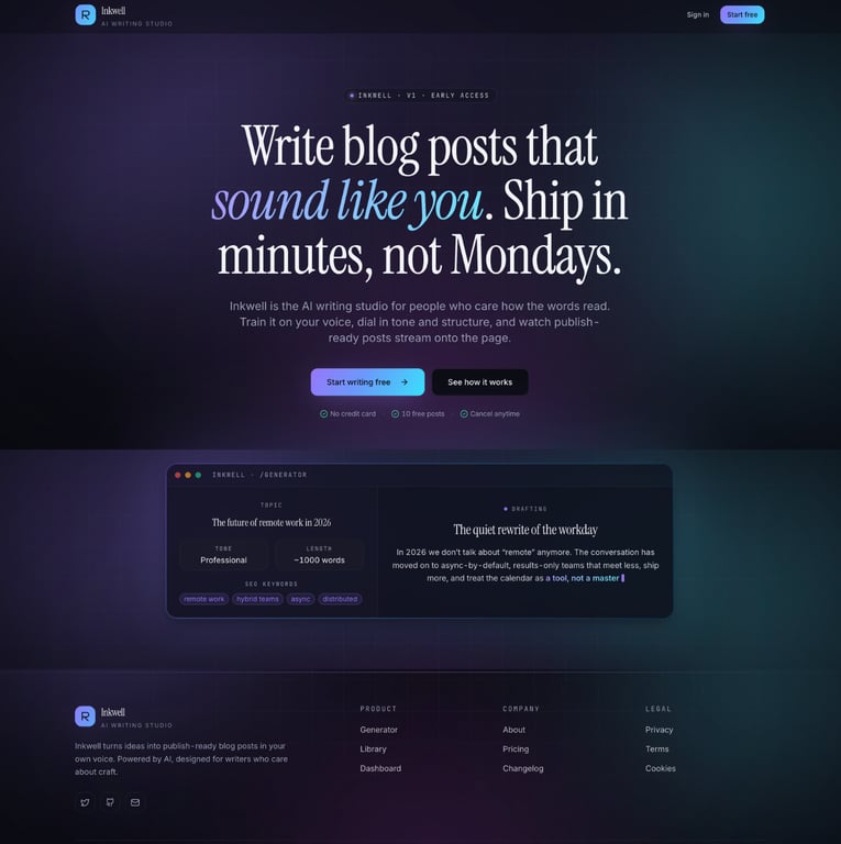 Blog post generator (dark)