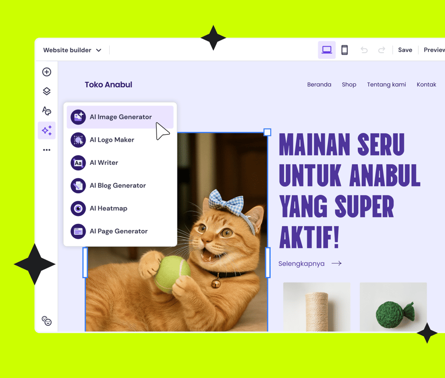 Website Builder dengan tool AI