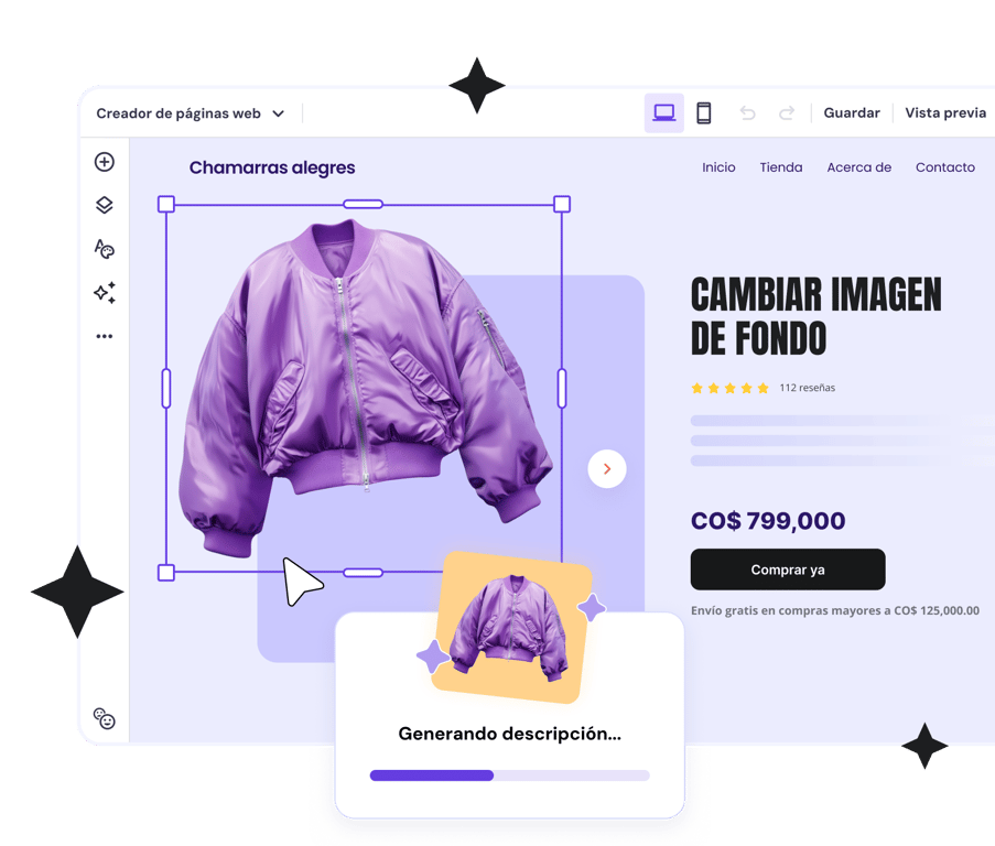 Creador de sitios web con herramientas de IA